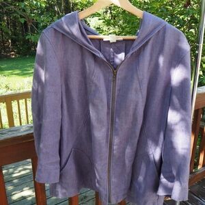 Coldwater Creek Women’s 100% Linen Jacket in Size 14, Purple